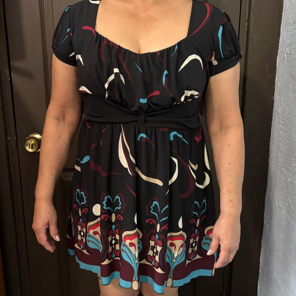 Cocomo Black and Blue Puff Sleeve Mini Sundress